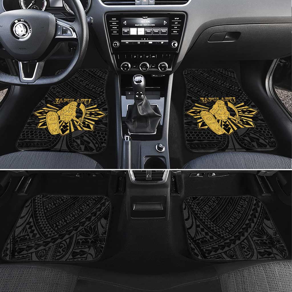 Philippines Tribal Car Mats King Lapu Lapu Gold Version LT05 Set 4pcs Gold - Polynesian Pride