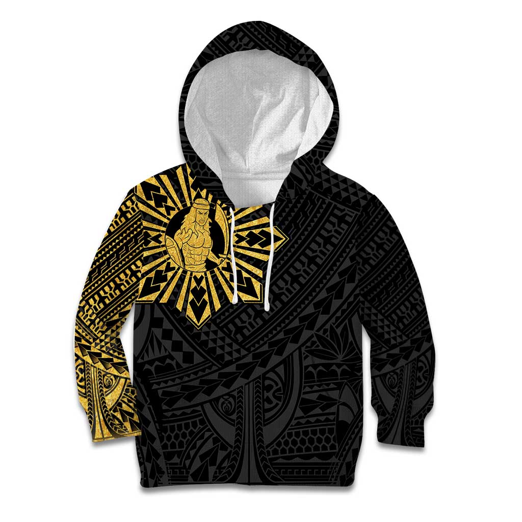 Philippines Tribal Kid Hoodie King Lapu Lapu Gold Version LT05 Hoodie Gold - Polynesian Pride