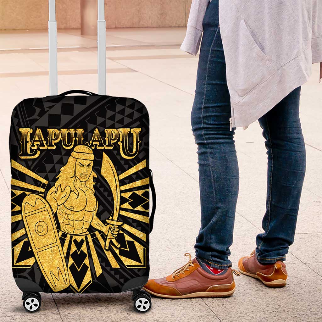 Philippines Tribal Luggage Cover King Lapu Lapu Gold Version