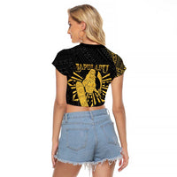 Philippines Tribal Raglan Cropped T Shirt King Lapu Lapu Gold Version LT05 - Polynesian Pride