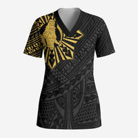 Philippines Tribal Scrub Top King Lapu Lapu Gold Version LT05 Adult Gold - Polynesian Pride