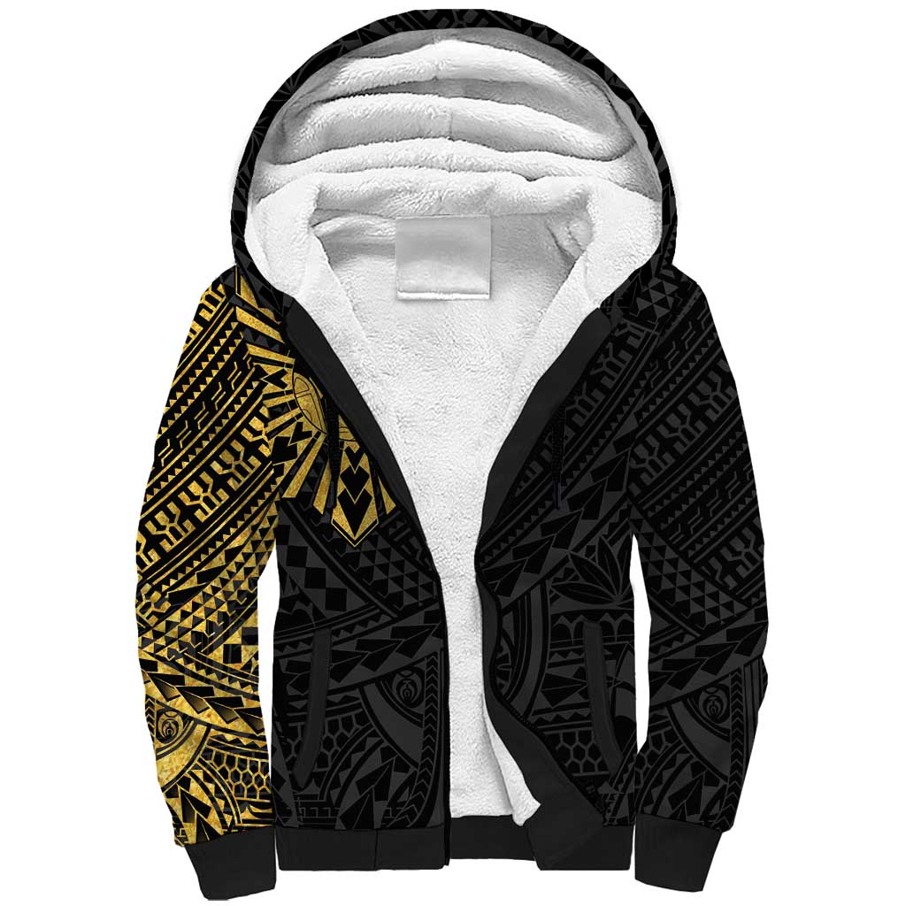 Philippines Tribal Sherpa Hoodie King Lapu Lapu Gold Version LT05 Unisex Gold - Polynesian Pride