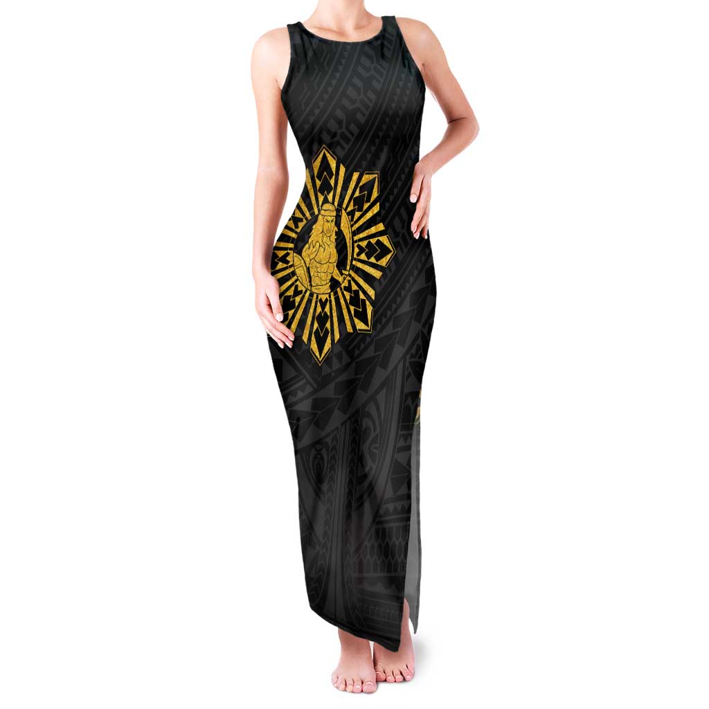 Philippines Tribal Tank Maxi Dress King Lapu Lapu Gold Version LT05 Women Gold - Polynesian Pride