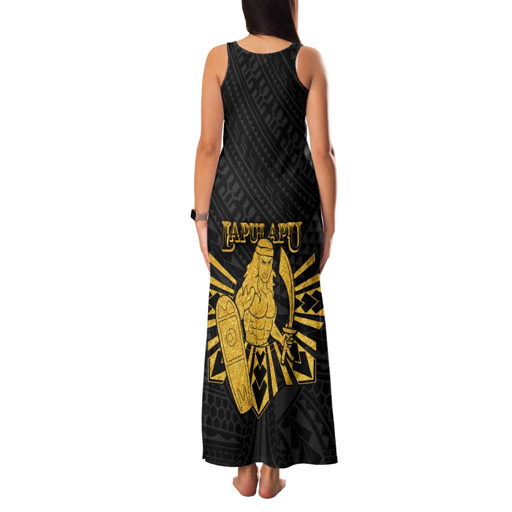 Philippines Tribal Tank Maxi Dress King Lapu Lapu Gold Version LT05 - Polynesian Pride