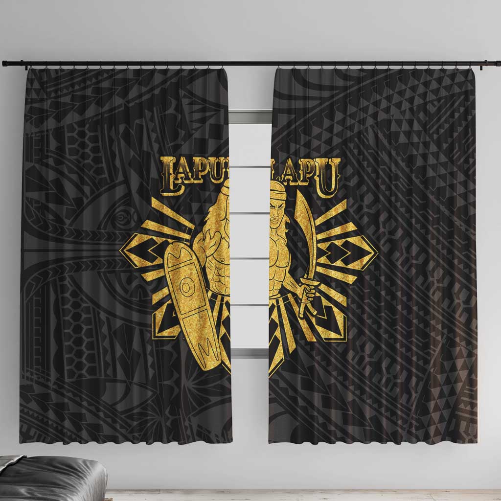 Philippines Tribal Window Curtain King Lapu Lapu Gold Version LT05 With Hooks Gold - Polynesian Pride