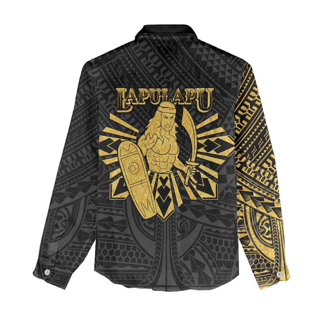 Philippines Tribal Women Casual Shirt King Lapu Lapu Gold Version LT05 - Polynesian Pride