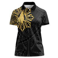 Philippines Tribal Women Polo Shirt King Lapu Lapu Gold Version LT05 Female Gold - Polynesian Pride