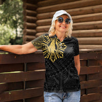 Philippines Tribal Women Polo Shirt King Lapu Lapu Gold Version LT05 - Polynesian Pride
