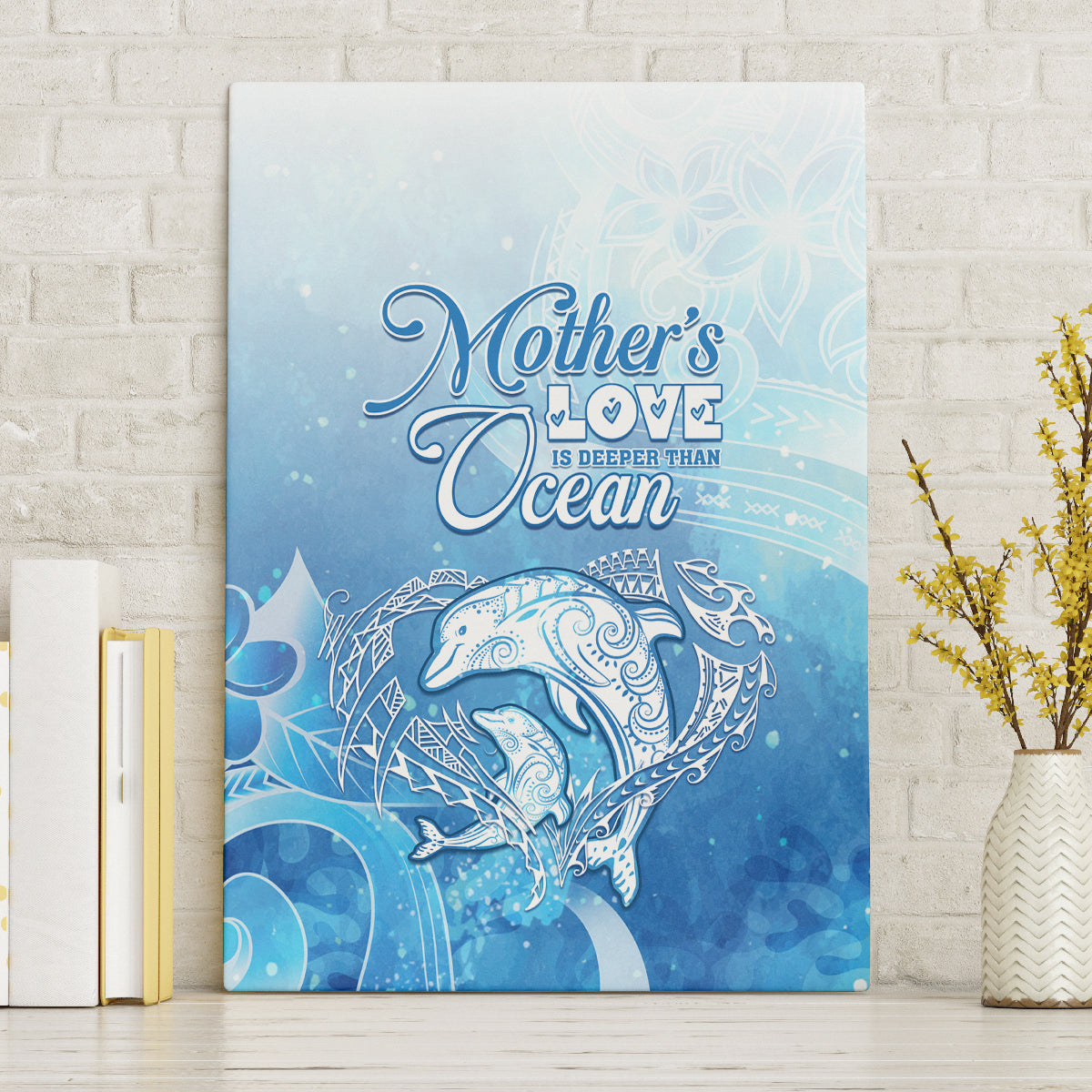 Mother's Love Is Deeper Than Ocean Canvas Wall Art Polynesian Style LT05 Without Frame Blue - Polynesian Pride