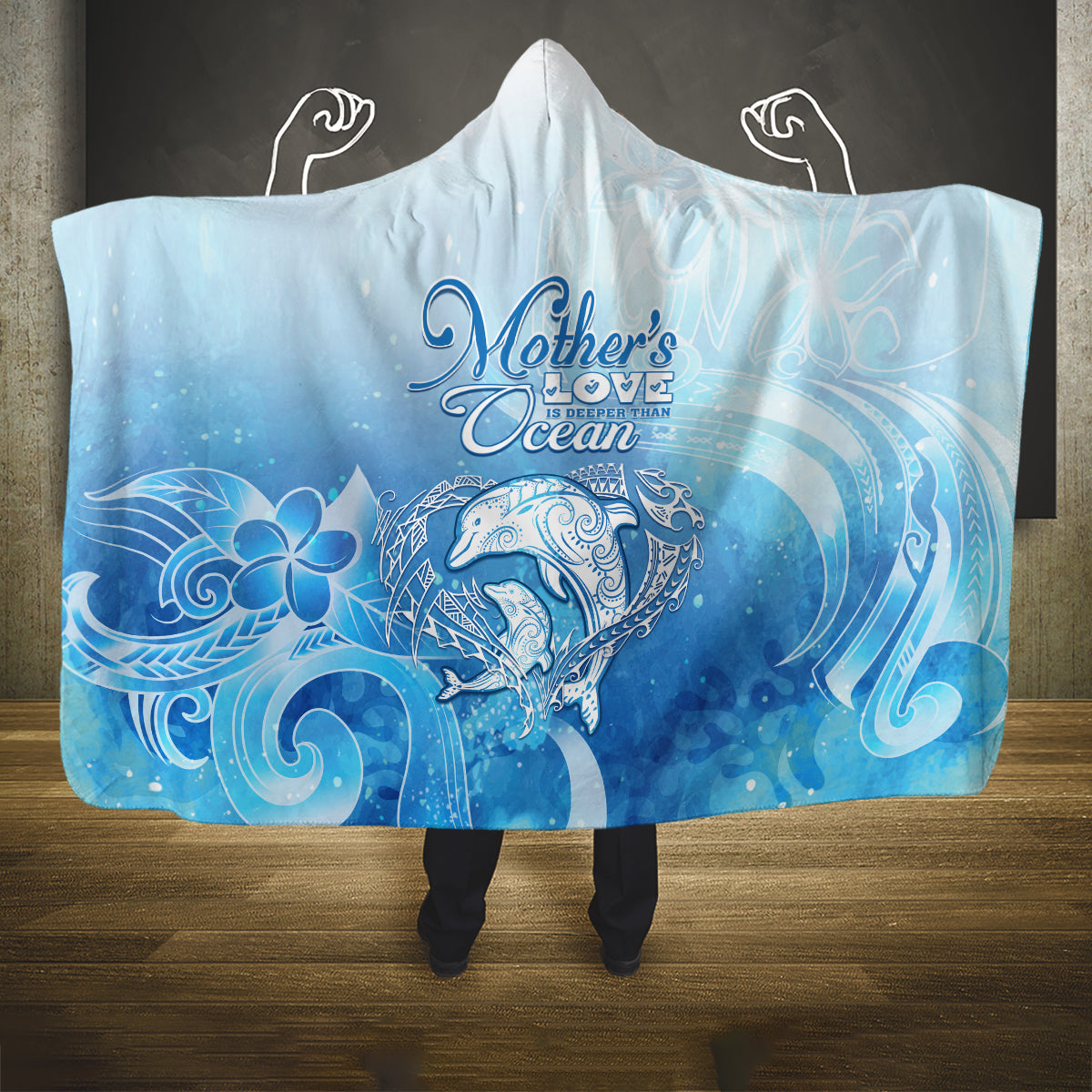 Mother's Love Is Deeper Than Ocean Hooded Blanket Polynesian Style LT05 One Size Blue - Polynesian Pride