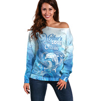 Mother's Love Is Deeper Than Ocean Off Shoulder Sweater Polynesian Style LT05 Women Blue - Polynesian Pride