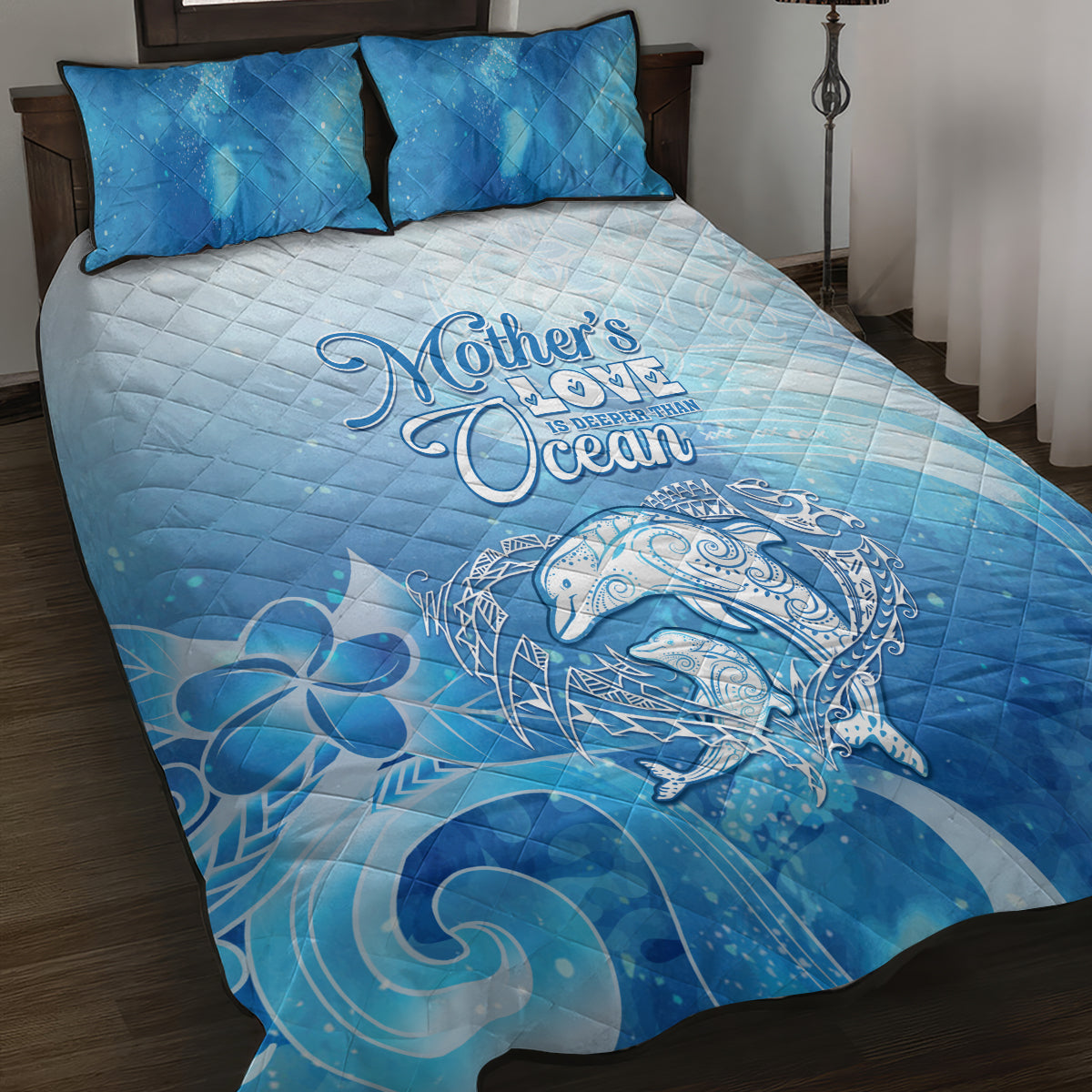 Mother's Love Is Deeper Than Ocean Quilt Bed Set Polynesian Style LT05 Blue - Polynesian Pride