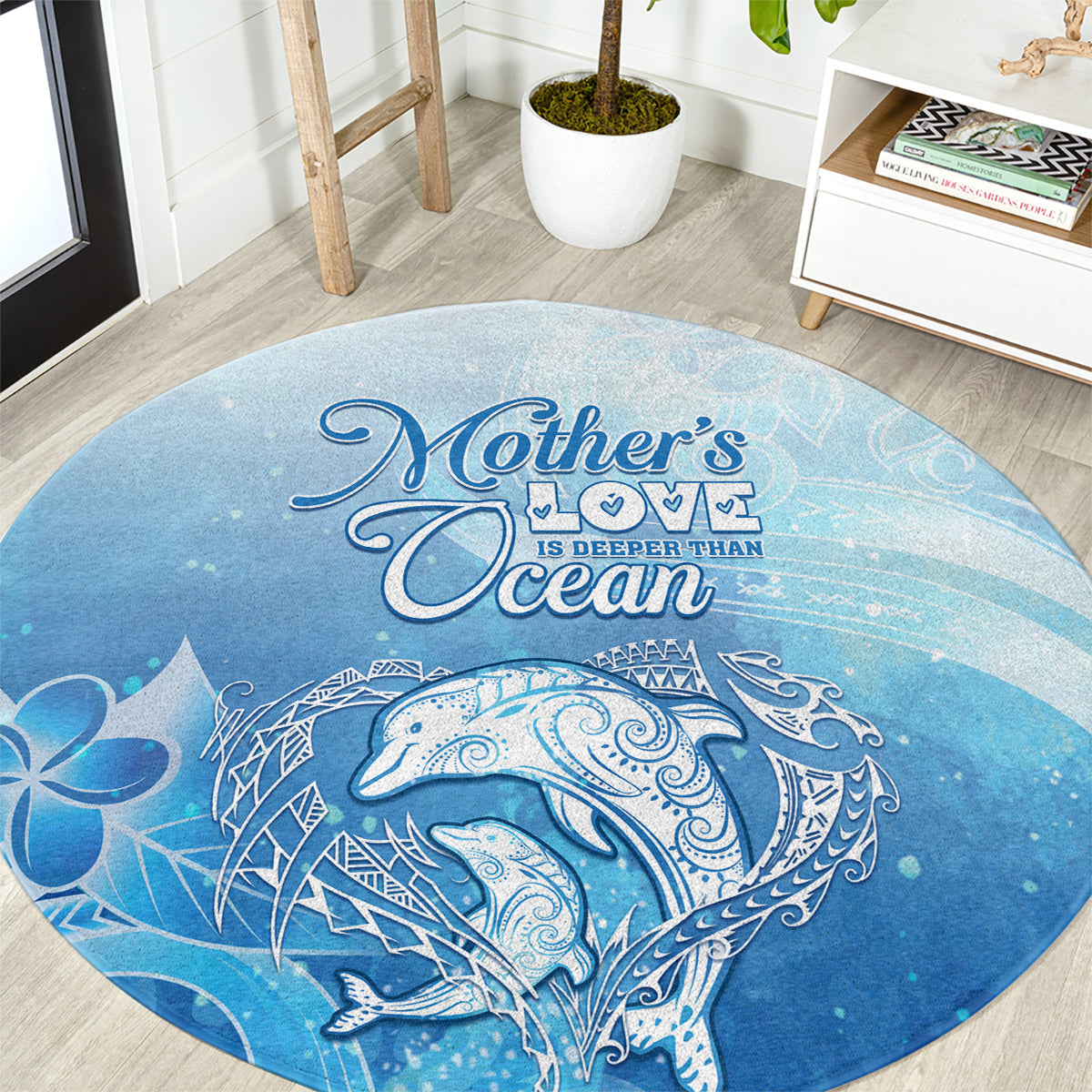 Mother's Love Is Deeper Than Ocean Round Carpet Polynesian Style LT05 Blue - Polynesian Pride