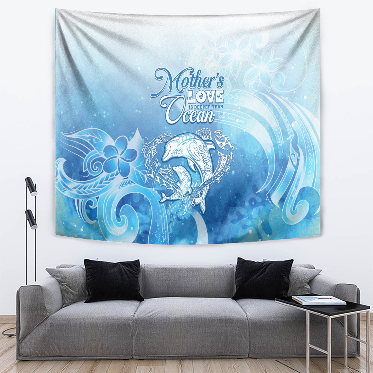 Mother's Love Is Deeper Than Ocean Tapestry Polynesian Style LT05 Blue - Polynesian Pride