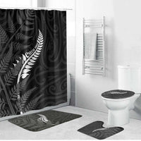 New Zealand Chur Bro Bathroom Set Maori Koru With Silver Fern LT05 Bathroom Set (4 pcs) Black - Polynesian Pride