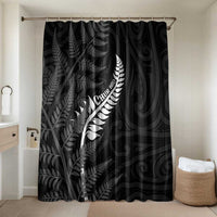 New Zealand Chur Bro Bathroom Set Maori Koru With Silver Fern LT05 Shower Curtain Only Black - Polynesian Pride