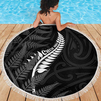 New Zealand Chur Bro Beach Blanket Maori Koru With Silver Fern LT05 - Polynesian Pride