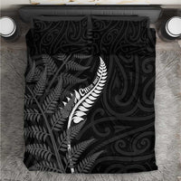 New Zealand Chur Bro Bedding Set Maori Koru With Silver Fern LT05 Black - Polynesian Pride