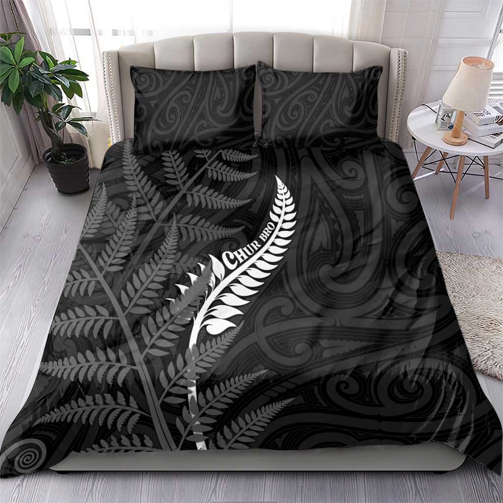 New Zealand Chur Bro Bedding Set Maori Koru With Silver Fern LT05 - Polynesian Pride