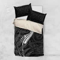 New Zealand Chur Bro Bedding Set Maori Koru With Silver Fern LT05 US Twin 172cm x 218cm Black - Polynesian Pride