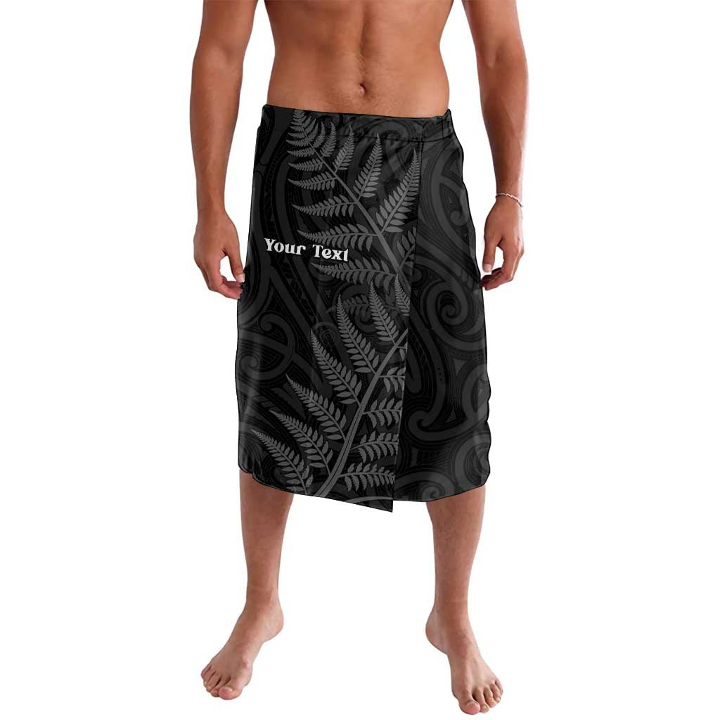 Personalised New Zealand Chur Bro Lavalava Maori Koru With Silver Fern LT05 Black - Polynesian Pride