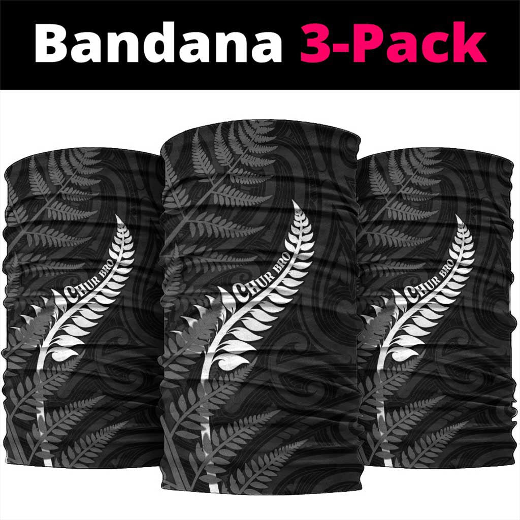 New Zealand Chur Bro Neck Gaiter Maori Koru With Silver Fern LT05 package One Size: 25*50cm Black - Polynesian Pride