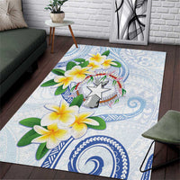 Northern Mariana Islands Chamorro Area Rug Plumeria Curves Style White Version LT05 White - Polynesian Pride