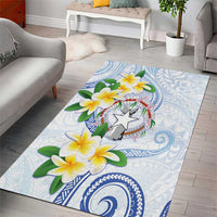 Northern Mariana Islands Chamorro Area Rug Plumeria Curves Style White Version LT05 - Polynesian Pride