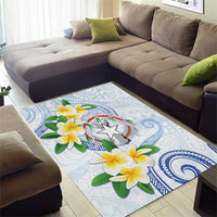 Northern Mariana Islands Chamorro Area Rug Plumeria Curves Style White Version LT05 - Polynesian Pride