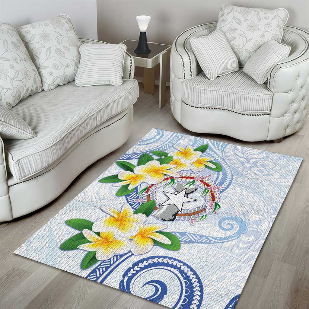 Northern Mariana Islands Chamorro Area Rug Plumeria Curves Style White Version LT05 - Polynesian Pride