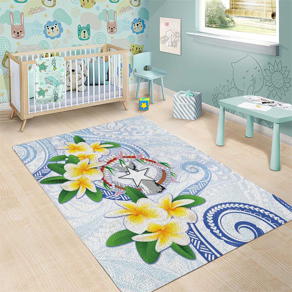 Northern Mariana Islands Chamorro Area Rug Plumeria Curves Style White Version LT05 - Polynesian Pride