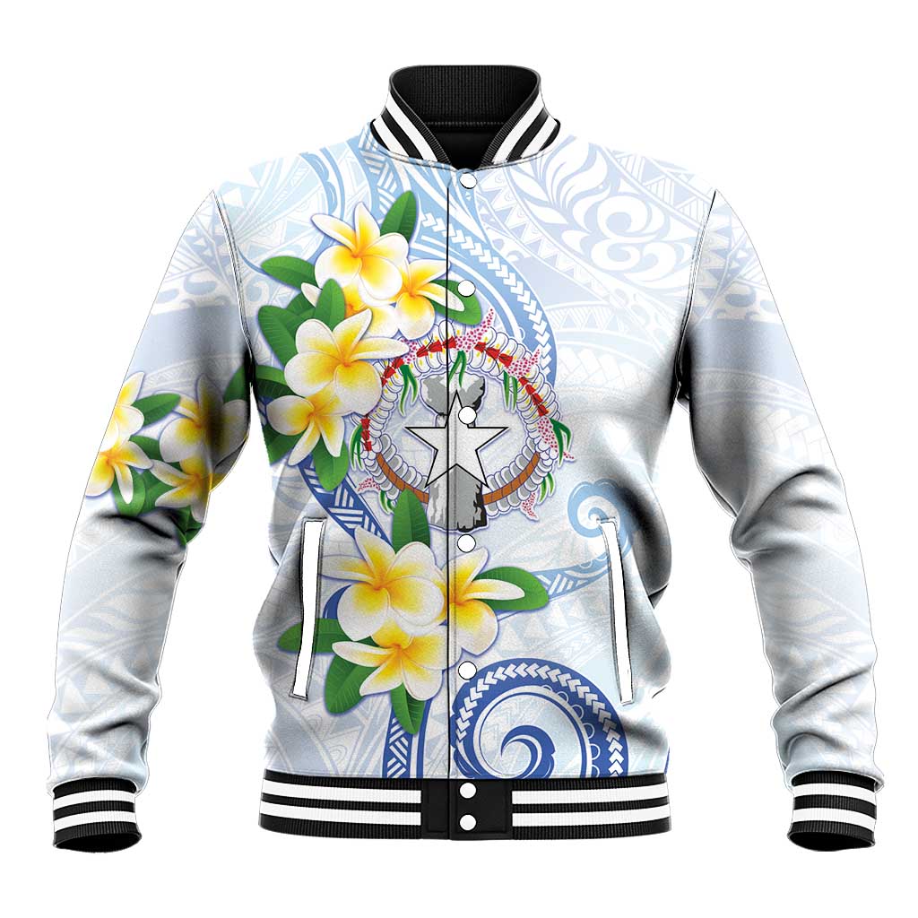 Northern Mariana Islands Chamorro Baseball Jacket Plumeria Curves Style White Version LT05 Unisex White - Polynesian Pride
