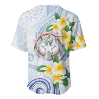 Northern Mariana Islands Chamorro Baseball Jersey Plumeria Curves Style White Version LT05 - Polynesian Pride