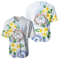 Northern Mariana Islands Chamorro Baseball Jersey Plumeria Curves Style White Version LT05 - Polynesian Pride