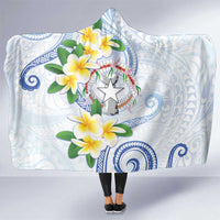 Northern Mariana Islands Chamorro Hooded Blanket Plumeria Curves Style White Version LT05 One Size White - Polynesian Pride