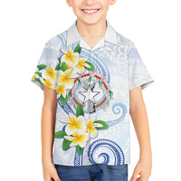 Northern Mariana Islands Chamorro Kid Hawaiian Shirt Plumeria Curves Style White Version LT05 Kid White - Polynesian Pride
