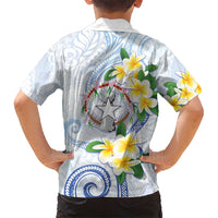 Northern Mariana Islands Chamorro Kid Hawaiian Shirt Plumeria Curves Style White Version LT05 - Polynesian Pride