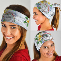 Northern Mariana Islands Chamorro Neck Gaiter Plumeria Curves Style White Version LT05 - Polynesian Pride