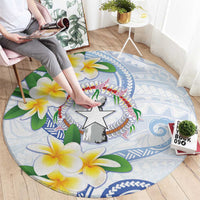 Northern Mariana Islands Chamorro Round Carpet Plumeria Curves Style White Version LT05 - Polynesian Pride