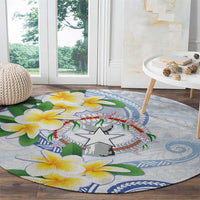 Northern Mariana Islands Chamorro Round Carpet Plumeria Curves Style White Version LT05 - Polynesian Pride