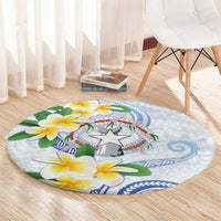 Northern Mariana Islands Chamorro Round Carpet Plumeria Curves Style White Version LT05 - Polynesian Pride