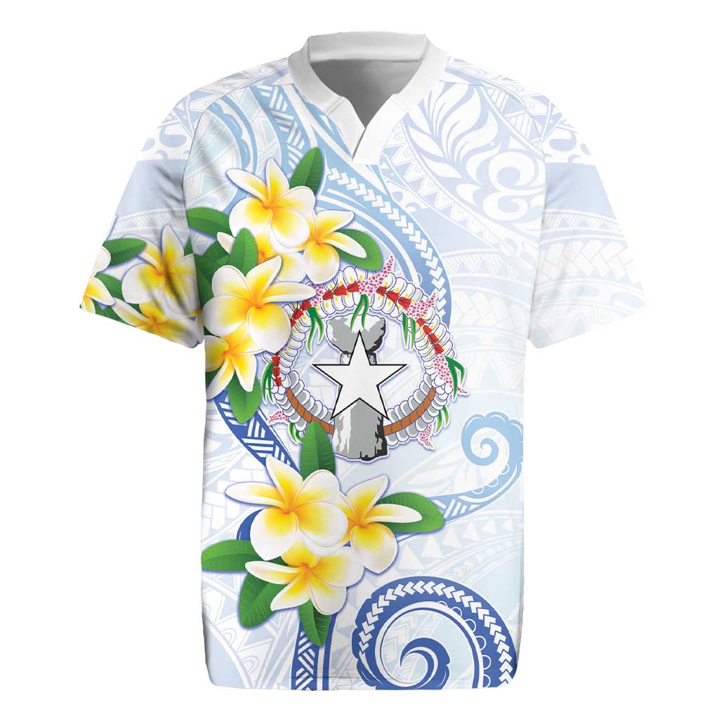 Northern Mariana Islands Chamorro Rugby Jersey Plumeria Curves Style White Version LT05 White - Polynesian Pride