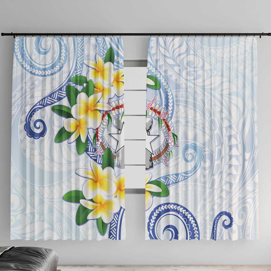 Northern Mariana Islands Chamorro Window Curtain Plumeria Curves Style White Version LT05 With Hooks White - Polynesian Pride