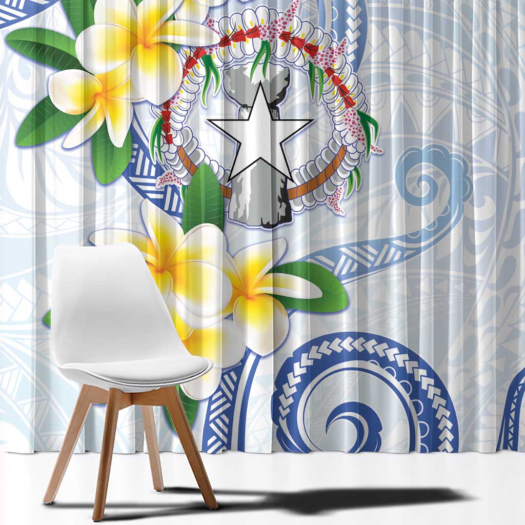Northern Mariana Islands Chamorro Window Curtain Plumeria Curves Style White Version LT05 - Polynesian Pride