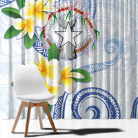 Northern Mariana Islands Chamorro Window Curtain Plumeria Curves Style White Version LT05 - Polynesian Pride