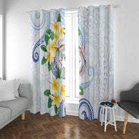 Northern Mariana Islands Chamorro Window Curtain Plumeria Curves Style White Version LT05 With Grommets White - Polynesian Pride