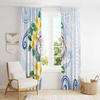 Northern Mariana Islands Chamorro Window Curtain Plumeria Curves Style White Version LT05 - Polynesian Pride
