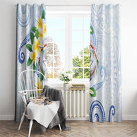 Northern Mariana Islands Chamorro Window Curtain Plumeria Curves Style White Version LT05 - Polynesian Pride