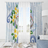 Northern Mariana Islands Chamorro Window Curtain Plumeria Curves Style White Version LT05 - Polynesian Pride