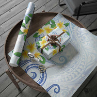 Northern Mariana Islands Chamorro Wrapping Paper Plumeria Curves Style White Version LT05 - Polynesian Pride
